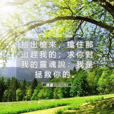 Picture 05 - 詩 篇 35:3 CUVT - 抽 出 槍 來 ， 擋 住 那 追 趕 我 的 - Bible Verse Picture