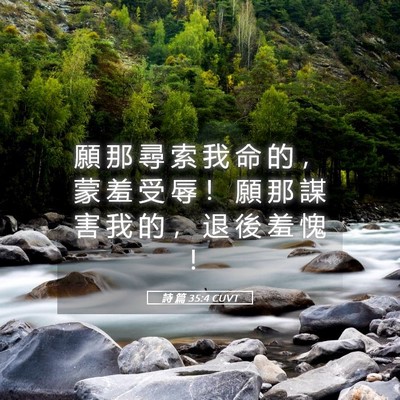 Picture 05 - 詩 篇 35:4 CUVT - 願 那 尋 索 我 命 的 ， 蒙 羞 受 辱 - Bible Verse Picture