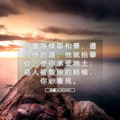 Picture 05 - 詩 篇 37:34 CUVT - 你 當 等 候 耶 和 華 ， 遵 守 他 的 - Bible Verse Picture