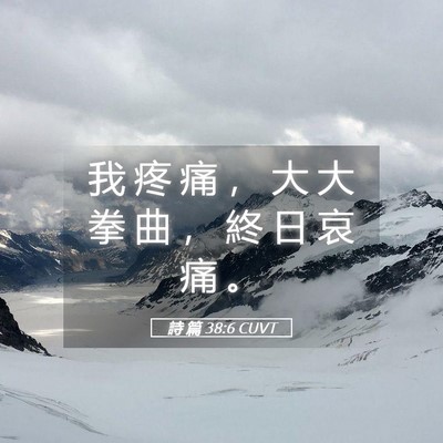 Picture 05 - 詩 篇 38:6 CUVT - 我 疼 痛 ， 大 大 拳 曲 ， 終 日 哀 - Bible Verse Picture