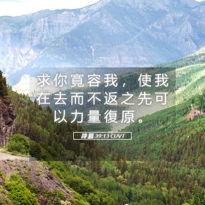 Picture 05 - 詩 篇 39:13 CUVT - 求 你 寬 容 我 ， 使 我 在 去 而 不 - Bible Verse Picture