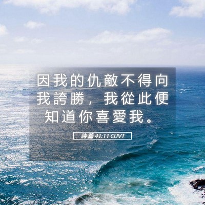 Picture 05 - 詩 篇 41:11 CUVT - 因 我 的 仇 敵 不 得 向 我 誇 勝 ， - Bible Verse Picture
