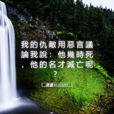 Picture 05 - 詩 篇 41:5 CUVT - 我 的 仇 敵 用 惡 言 議 論 我 說 ： - Bible Verse Picture
