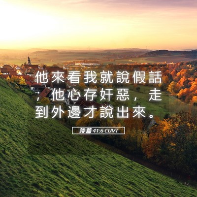Picture 05 - 詩 篇 41:6 CUVT - 他 來 看 我 就 說 假 話 ； 他 心 存 - Bible Verse Picture