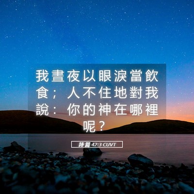 Picture 05 - 詩 篇 42:3 CUVT - 我 晝 夜 以 眼 淚 當 飲 食 ； 人 不 - Bible Verse Picture
