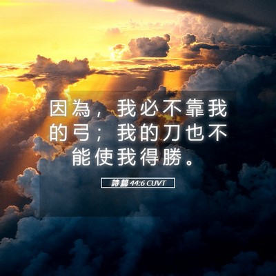Picture 05 - 詩 篇 44:6 CUVT - 因 為 ， 我 必 不 靠 我 的 弓 ； 我 - Bible Verse Picture