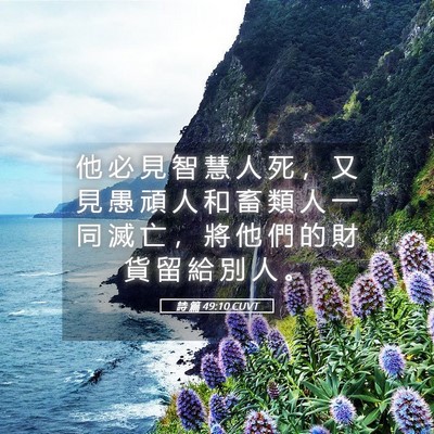 Picture 05 - 詩 篇 49:10 CUVT - 他 必 見 智 慧 人 死 ， 又 見 愚 頑 - Bible Verse Picture