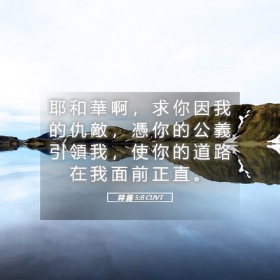 Picture 05 - 詩 篇 5:8 CUVT - 耶 和 華 啊 ， 求 你 因 我 的 仇 敵 - Bible Verse Picture