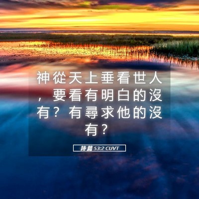 Picture 05 - 詩 篇 53:2 CUVT - 神 從 天 上 垂 看 世 人 ， 要 看 有 - Bible Verse Picture
