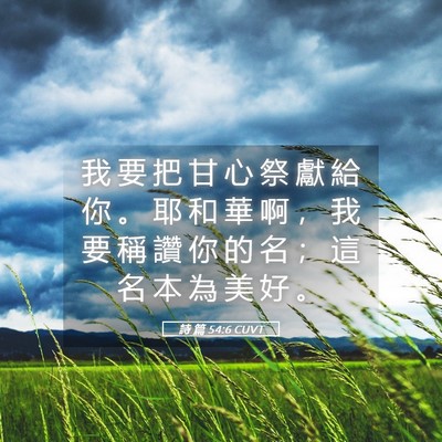 Picture 05 - 詩 篇 54:6 CUVT - 我 要 把 甘 心 祭 獻 給 你 。 耶 和 - Bible Verse Picture
