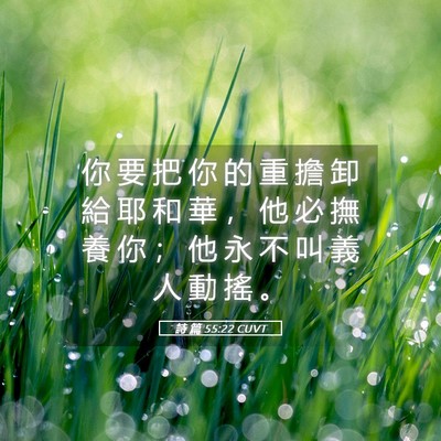 Picture 05 - 詩 篇 55:22 CUVT - 你 要 把 你 的 重 擔 卸 給 耶 和 華 - Bible Verse Picture