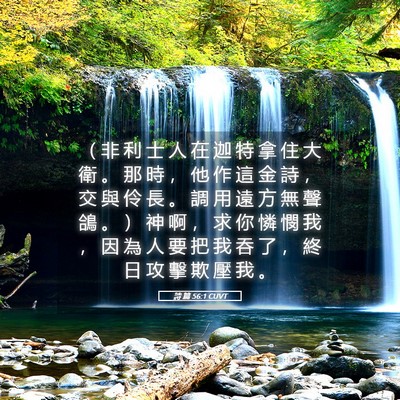 Picture 05 - 詩 篇 56:1 CUVT - （ 非 利 士 人 在 迦 特 拿 住 大 衛 - Bible Verse Picture