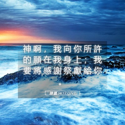 Picture 05 - 詩 篇 56:12 CUVT - 神 啊 ， 我 向 你 所 許 的 願 在 我 - Bible Verse Picture
