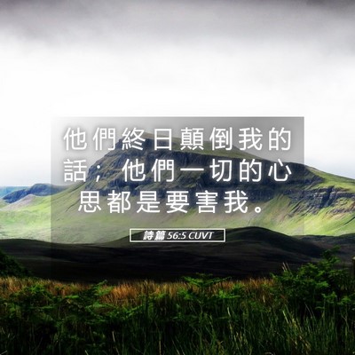 Picture 05 - 詩 篇 56:5 CUVT - 他 們 終 日 顛 倒 我 的 話 ； 他 們 - Bible Verse Picture