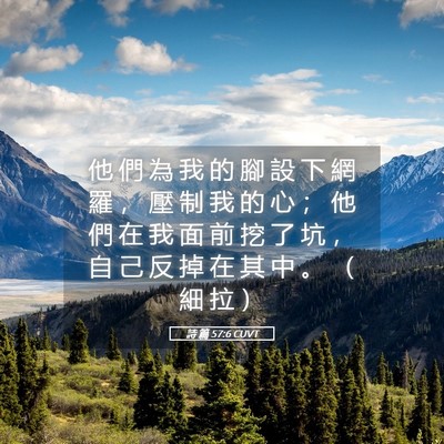 Picture 05 - 詩 篇 57:6 CUVT - 他 們 為 我 的 腳 設 下 網 羅 ， 壓 - Bible Verse Picture