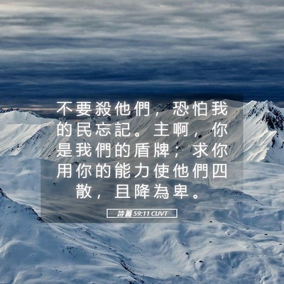 Picture 05 - 詩 篇 59:11 CUVT - 不 要 殺 他 們 ， 恐 怕 我 的 民 忘 - Bible Verse Picture