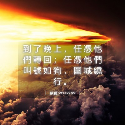 Picture 05 - 詩 篇 59:14 CUVT - 到 了 晚 上 ， 任 憑 他 們 轉 回 ； - Bible Verse Picture