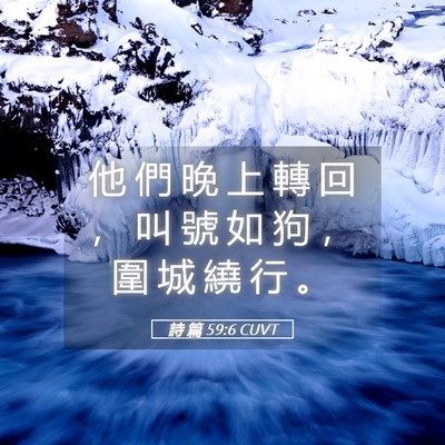 Picture 05 - 詩 篇 59:6 CUVT - 他 們 晚 上 轉 回 ， 叫 號 如 狗 ， - Bible Verse Picture