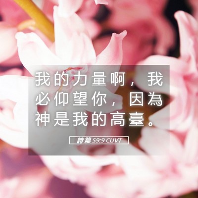 Picture 05 - 詩 篇 59:9 CUVT - 我 的 力 量 啊 ， 我 必 仰 望 你 ， - Bible Verse Picture