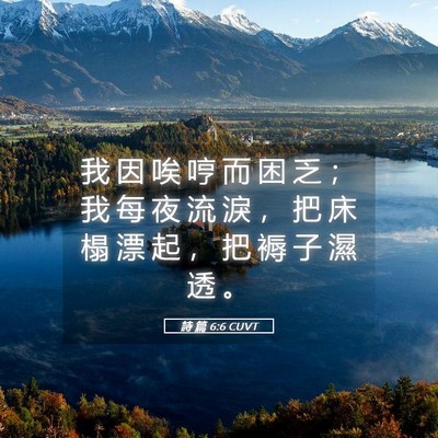 Picture 05 - 詩 篇 6:6 CUVT - 我 因 唉 哼 而 困 乏 ； 我 每 夜 流 - Bible Verse Picture