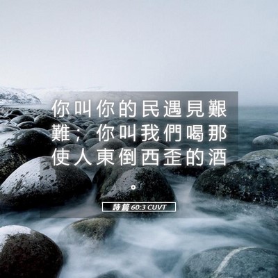 Picture 05 - 詩 篇 60:3 CUVT - 你 叫 你 的 民 遇 見 艱 難 ； 你 叫 - Bible Verse Picture