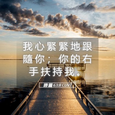 Picture 05 - 詩 篇 63:8 CUVT - 我 心 緊 緊 地 跟 隨 你 ； 你 的 右 - Bible Verse Picture