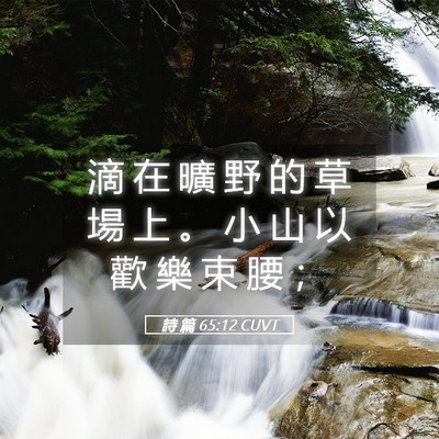 Picture 05 - 詩 篇 65:12 CUVT - 滴 在 曠 野 的 草 場 上 。 小 山 以 - Bible Verse Picture