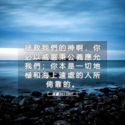 Picture 05 - 詩 篇 65:5 CUVT - 拯 救 我 們 的 神 啊 ， 你 必 以 威 - Bible Verse Picture