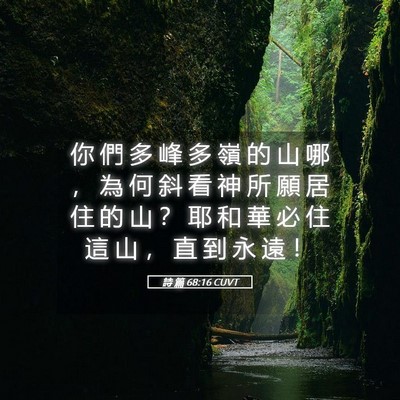 Picture 05 - 詩 篇 68:16 CUVT - 你 們 多 峰 多 嶺 的 山 哪 ， 為 何 - Bible Verse Picture