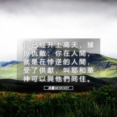 Picture 05 - 詩 篇 68:18 CUVT - 你 已 經 升 上 高 天 ， 擄 掠 仇 敵 - Bible Verse Picture