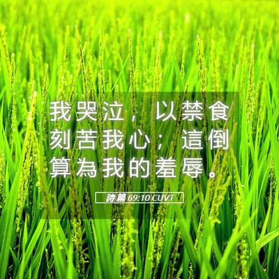 Picture 05 - 詩 篇 69:10 CUVT - 我 哭 泣 ， 以 禁 食 刻 苦 我 心 ； - Bible Verse Picture
