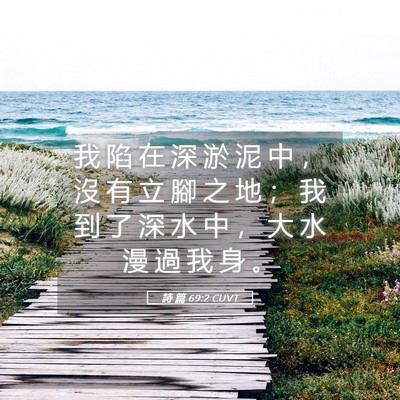 Picture 05 - 詩 篇 69:2 CUVT - 我 陷 在 深 淤 泥 中 ， 沒 有 立 腳 - Bible Verse Picture