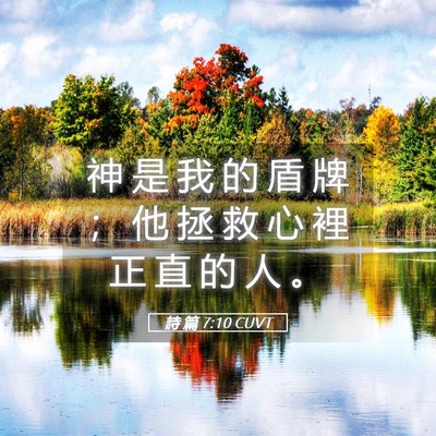 Picture 05 - 詩 篇 7:10 CUVT - 神 是 我 的 盾 牌 ； 他 拯 救 心 裡 - Bible Verse Picture