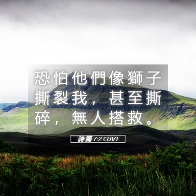 Picture 05 - 詩 篇 7:2 CUVT - 恐 怕 他 們 像 獅 子 撕 裂 我 ， 甚 - Bible Verse Picture