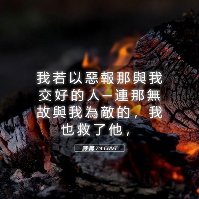 Picture 05 - 詩 篇 7:4 CUVT - 我 若 以 惡 報 那 與 我 交 好 的 人 - Bible Verse Picture