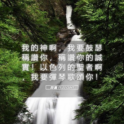 Picture 05 - 詩 篇 71:22 CUVT - 我 的 神 啊 ， 我 要 鼓 瑟 稱 讚 你 - Bible Verse Picture