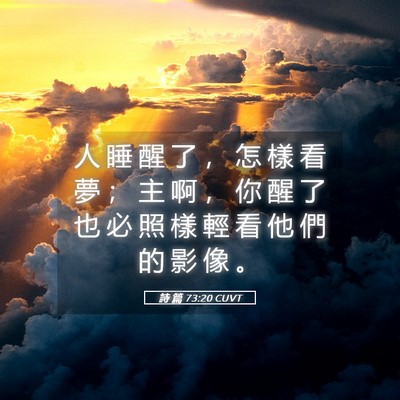 Picture 05 - 詩 篇 73:20 CUVT - 人 睡 醒 了 ， 怎 樣 看 夢 ； 主 啊 - Bible Verse Picture
