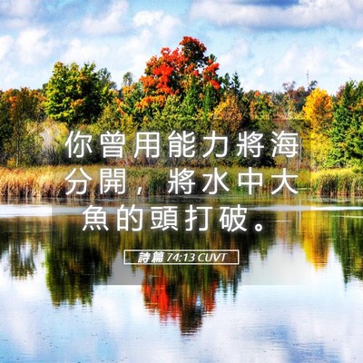 Picture 05 - 詩 篇 74:13 CUVT - 你 曾 用 能 力 將 海 分 開 ， 將 水 - Bible Verse Picture