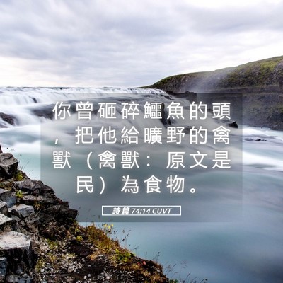 Picture 05 - 詩 篇 74:14 CUVT - 你 曾 砸 碎 鱷 魚 的 頭 ， 把 他 給 - Bible Verse Picture