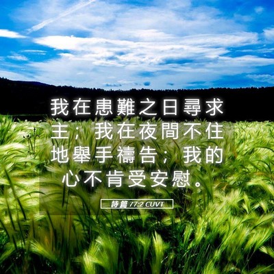 Picture 05 - 詩 篇 77:2 CUVT - 我 在 患 難 之 日 尋 求 主 ； 我 在 - Bible Verse Picture