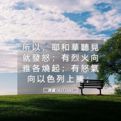 Picture 05 - 詩 篇 78:21 CUVT - 所 以 ， 耶 和 華 聽 見 就 發 怒 ； - Bible Verse Picture