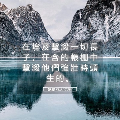 Picture 05 - 詩 篇 78:51 CUVT - 在 埃 及 擊 殺 一 切 長 子 ， 在 含 - Bible Verse Picture