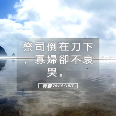 Picture 05 - 詩 篇 78:64 CUVT - 祭 司 倒 在 刀 下 ， 寡 婦 卻 不 哀 - Bible Verse Picture