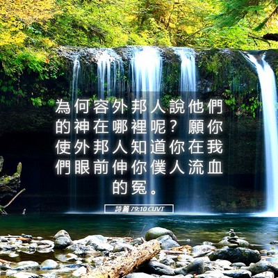 Picture 05 - 詩 篇 79:10 CUVT - 為 何 容 外 邦 人 說 他 們 的 神 在 - Bible Verse Picture