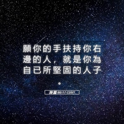 Picture 05 - 詩 篇 80:17 CUVT - 願 你 的 手 扶 持 你 右 邊 的 人 ， - Bible Verse Picture