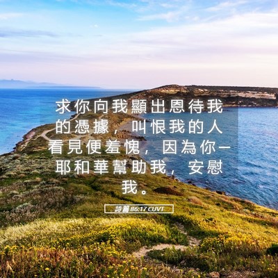 Picture 05 - 詩 篇 86:17 CUVT - 求 你 向 我 顯 出 恩 待 我 的 憑 據 - Bible Verse Picture