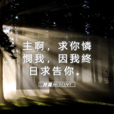 Picture 05 - 詩 篇 86:3 CUVT - 主 啊 ， 求 你 憐 憫 我 ， 因 我 終 - Bible Verse Picture