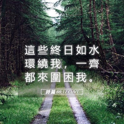 Picture 05 - 詩 篇 88:17 CUVT - 這 些 終 日 如 水 環 繞 我 ， 一 齊 - Bible Verse Picture