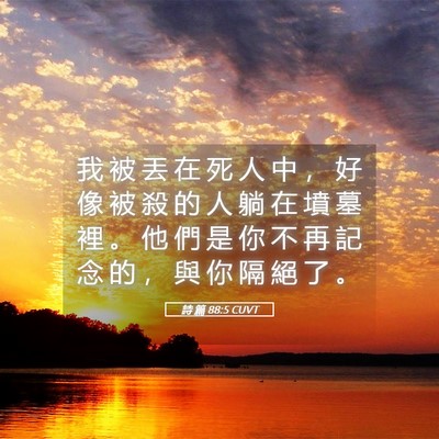 Picture 05 - 詩 篇 88:5 CUVT - 我 被 丟 在 死 人 中 ， 好 像 被 殺 - Bible Verse Picture