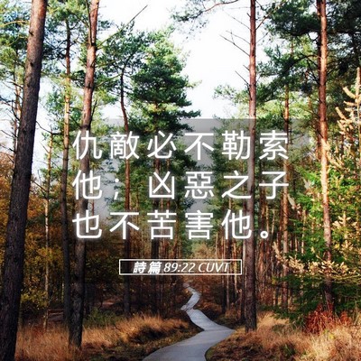 Picture 05 - 詩 篇 89:22 CUVT - 仇 敵 必 不 勒 索 他 ； 凶 惡 之 子 - Bible Verse Picture